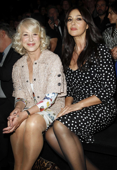 Bellucci and Mirren at D&G show