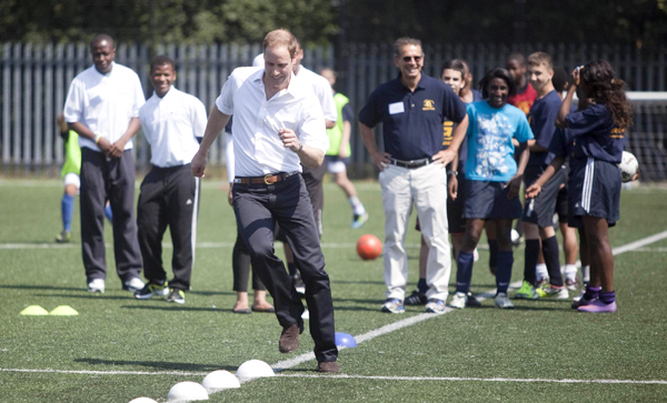 Prince William tries out his football skills