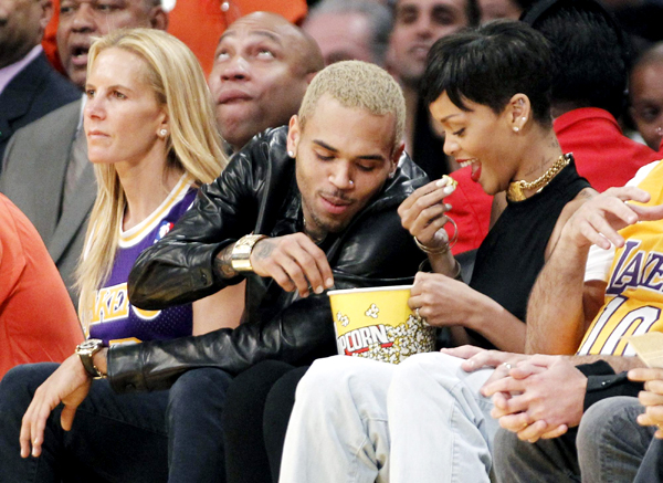 Chris Brown and Rihanna go to NBA game