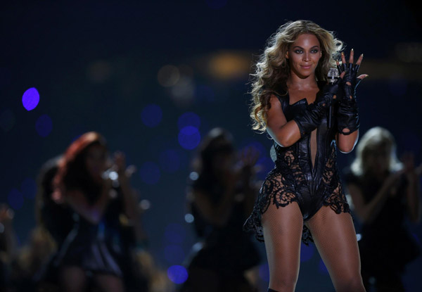 Beyonce performs during half-time show of NFL Super Bowl