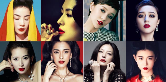 Actresses in red lips