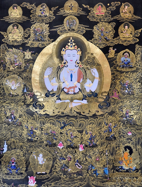 Tibetan Thangka paintings displayed in Beijing