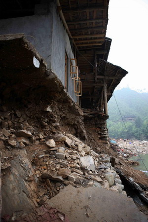 Ancient village in ruins after flood