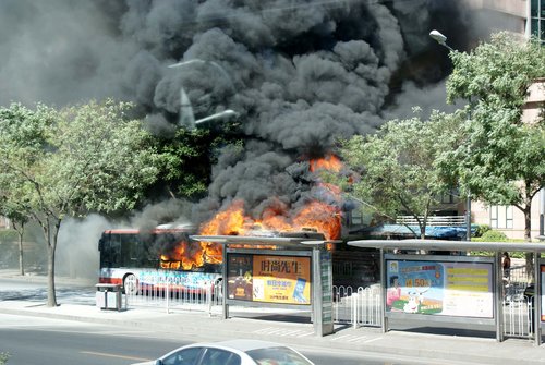 Beijing bus on fire, no one injured