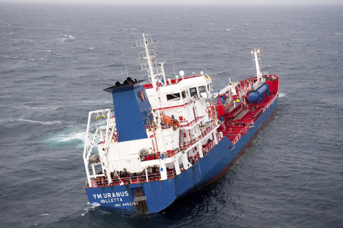 Chemical tanker being towed toward French co