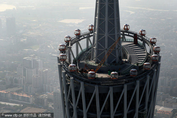 Spinning high above the city in S China