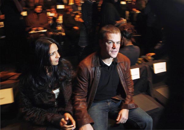 Matt Damon watches show with wife