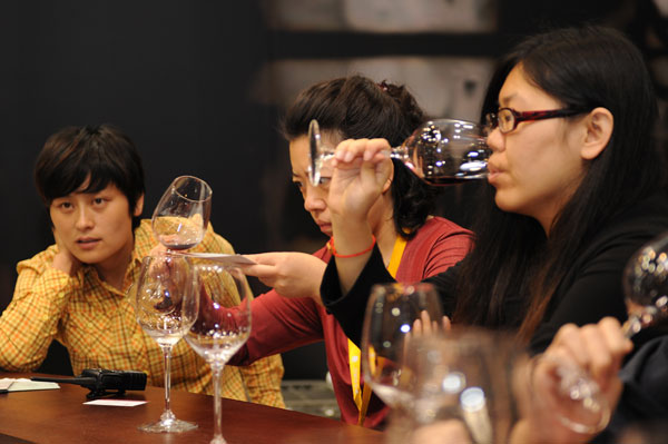 Wine tasting at Beijing Sparkle Roll Luxury Brands Culture Expo 2012 Fall