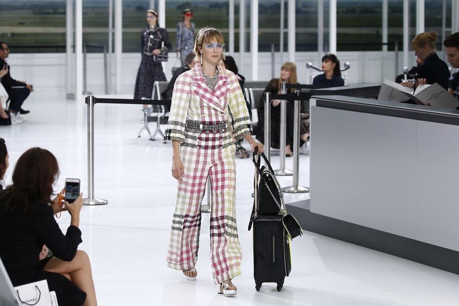 All aboard Chanel Airways as Lagerfeld's imagination takes flight