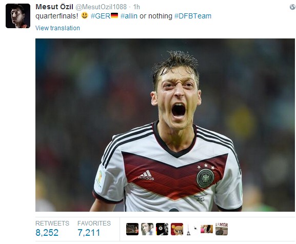 德国2-1胜 众将纷纷发推各抒己见
