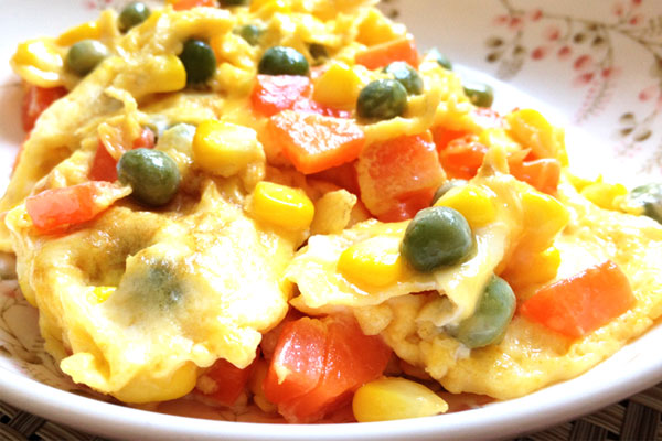 Egg cake with vegetables