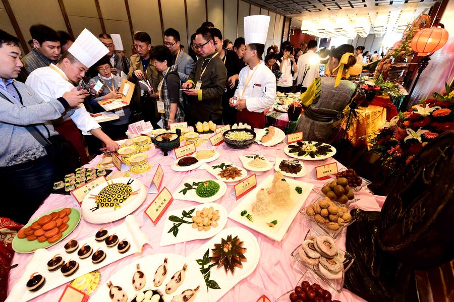 A display of traditional Chinese dishes at the Asian Food Study Conference