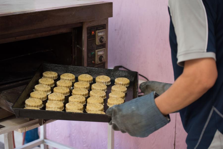 Pastry cooks make mooncakes in Cairo, Egypt