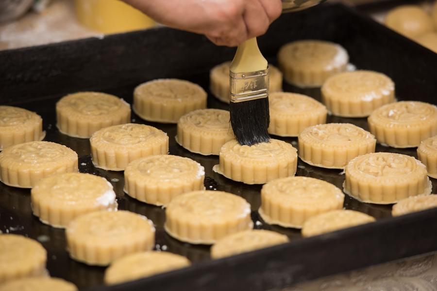 Pastry cooks make mooncakes in Cairo, Egypt