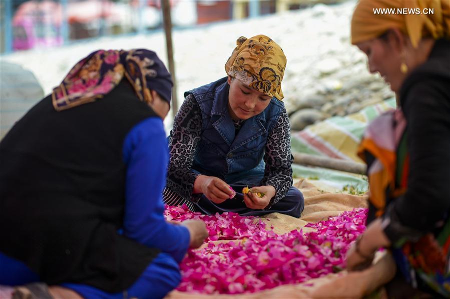 Local health food rose jam at bazaar in China's Xinjiang
