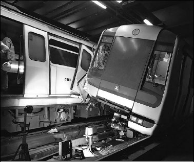 Subway trains collide in HK during trial