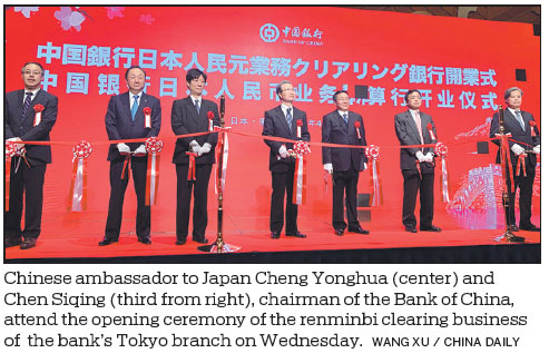 Bank of China kicks off Japan RMB clearing business