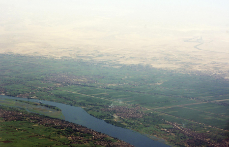 Mountains seen through plane window