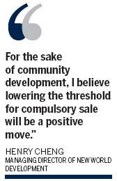 New World Development supports lower sales threshold