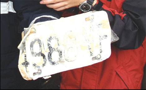 License plate excavated from buried freeway
