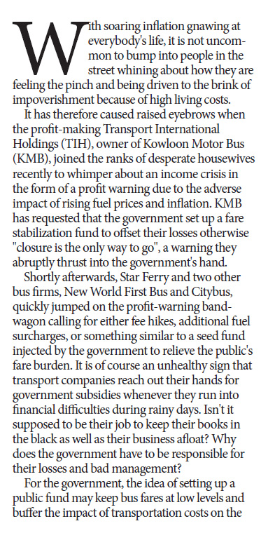 Govt correct not to subsidize bus companies