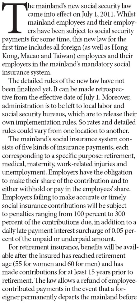 Mainland social security law to aff ect HK