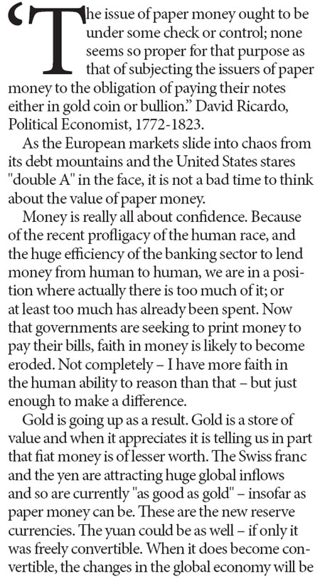 Time to think about real vs paper money