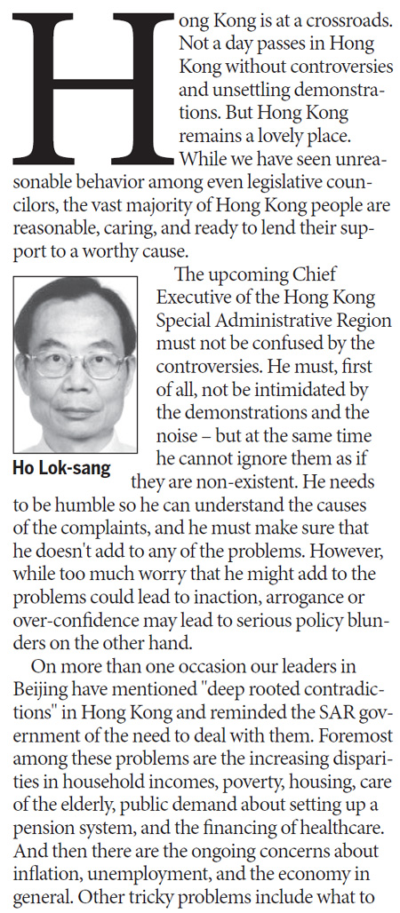 The qualities that a successful HK Chief Executive must have