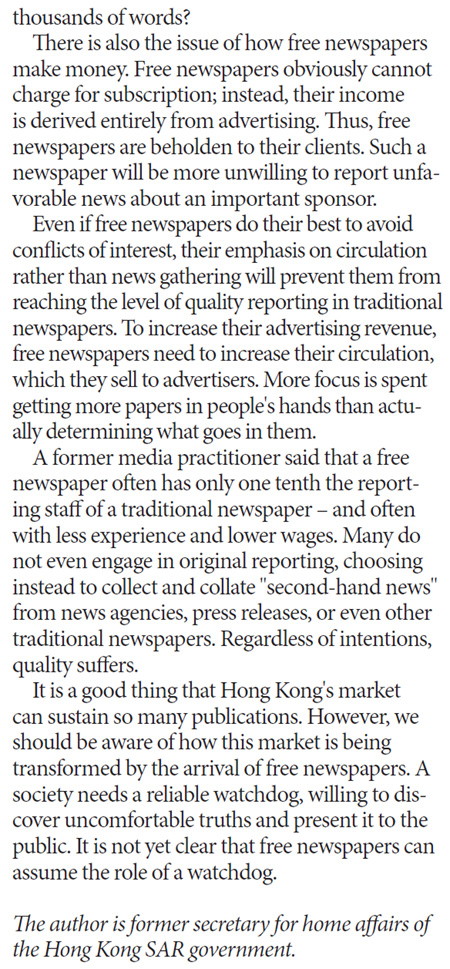 Can free newspapers act as watchdogs?