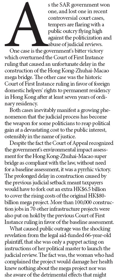 Justice has been used as a tool of political expediency