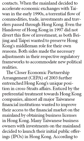 Hong Kong's diminishing role in cross-Straits relations