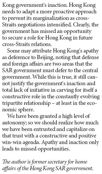 Hong Kong's diminishing role in cross-Straits relations