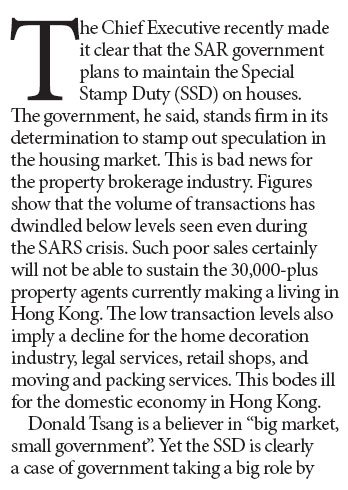 Special stamp duty on houses may reduce market efficiency