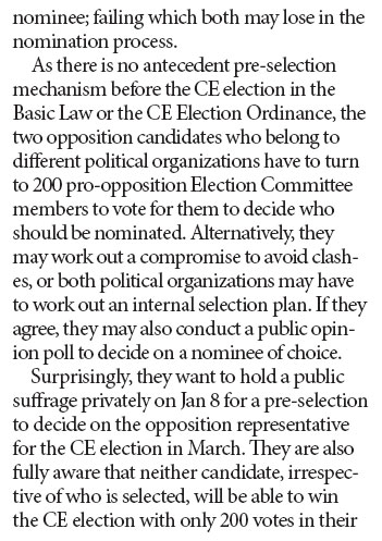 Opposition's CE 'pre-election' should be condemned, stopped