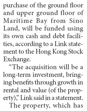Link buys HK$588.4m Sino Land property