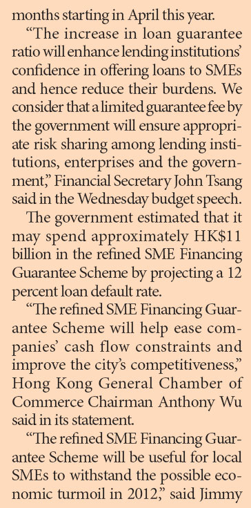 HK$100 billion for guaranteed SME loans