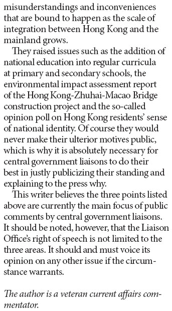 Liaison Offi ce offi cials' right of speech must be respected