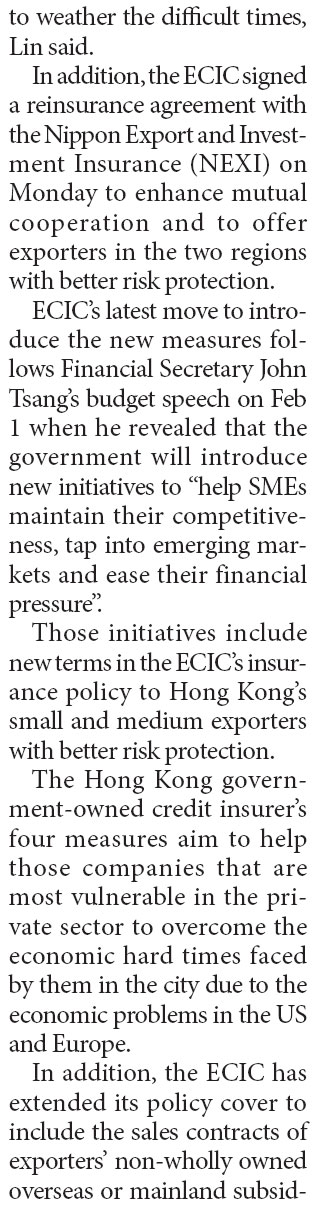 ECIC unveils four more measures to help exporters