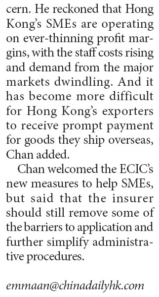 ECIC unveils four more measures to help exporters