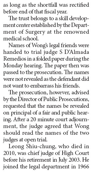 Wong names ex-judges in embezzlement case