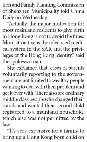 HK right of abode costly for mainlanders