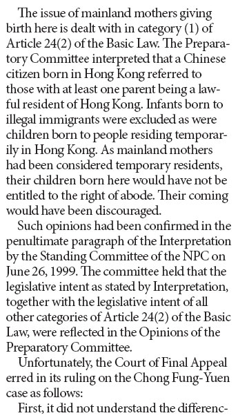 A solution to the issue of mainland mothers giving birth in HK
