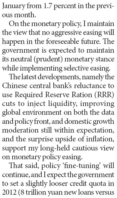 China to keep neutral policy stance despite higher Jan infl ation