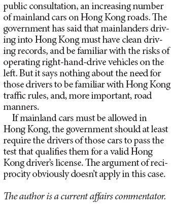 Let mainland cars in only after drivers pass HK driving tests