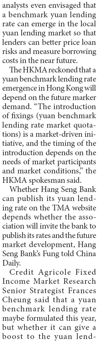 Benchmark yuan lending rate on horizon