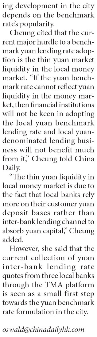 Benchmark yuan lending rate on horizon