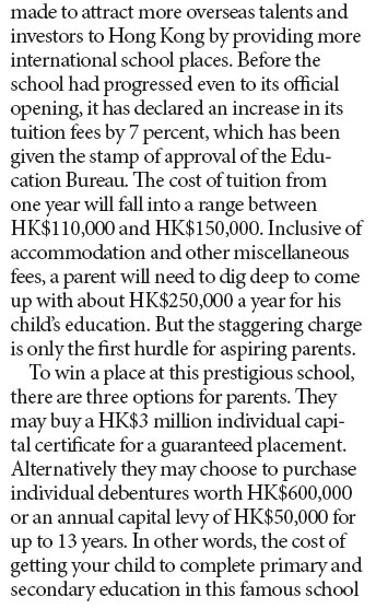 Harrow Int'l School HK a harrowing cost to taxpayers