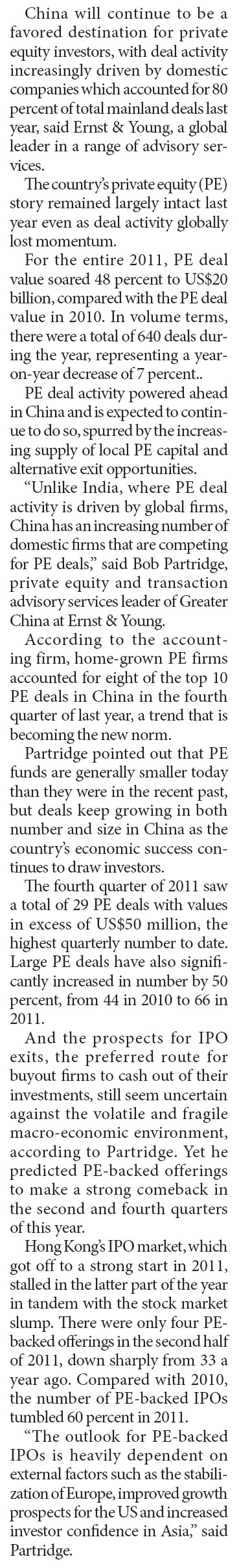 Mainland local firms snap up PE deals