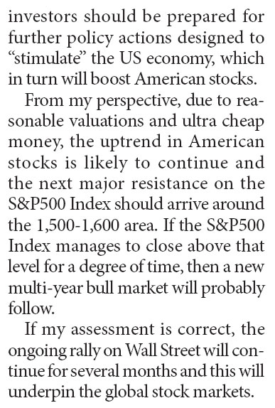 Investors should prepare for further US economy stimulus policy actions