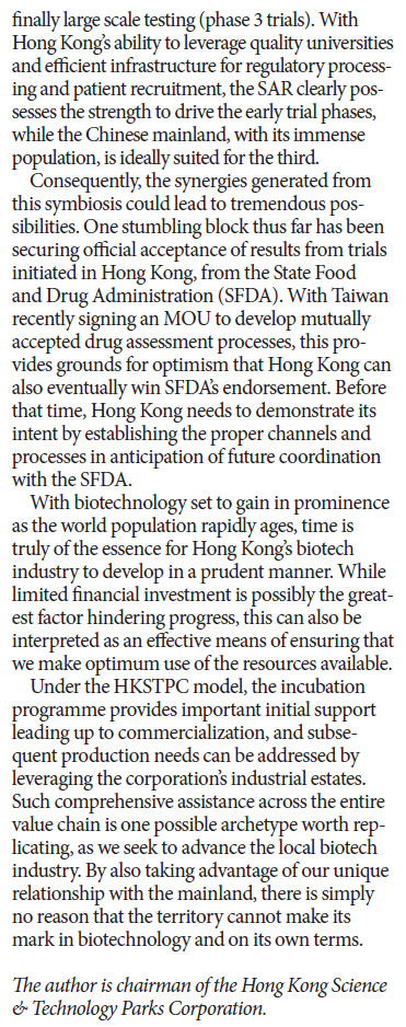 HKSTP coming of age in biotech development